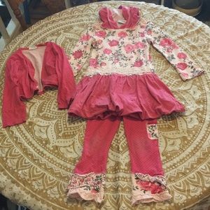 3 piece NAARTJIE set, dress, leggings and cardigan